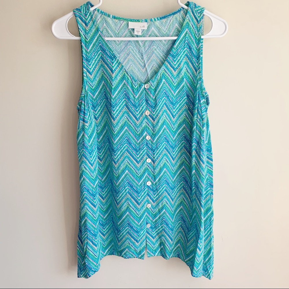 J Jill Chevron Pattern Button Front Tank Top